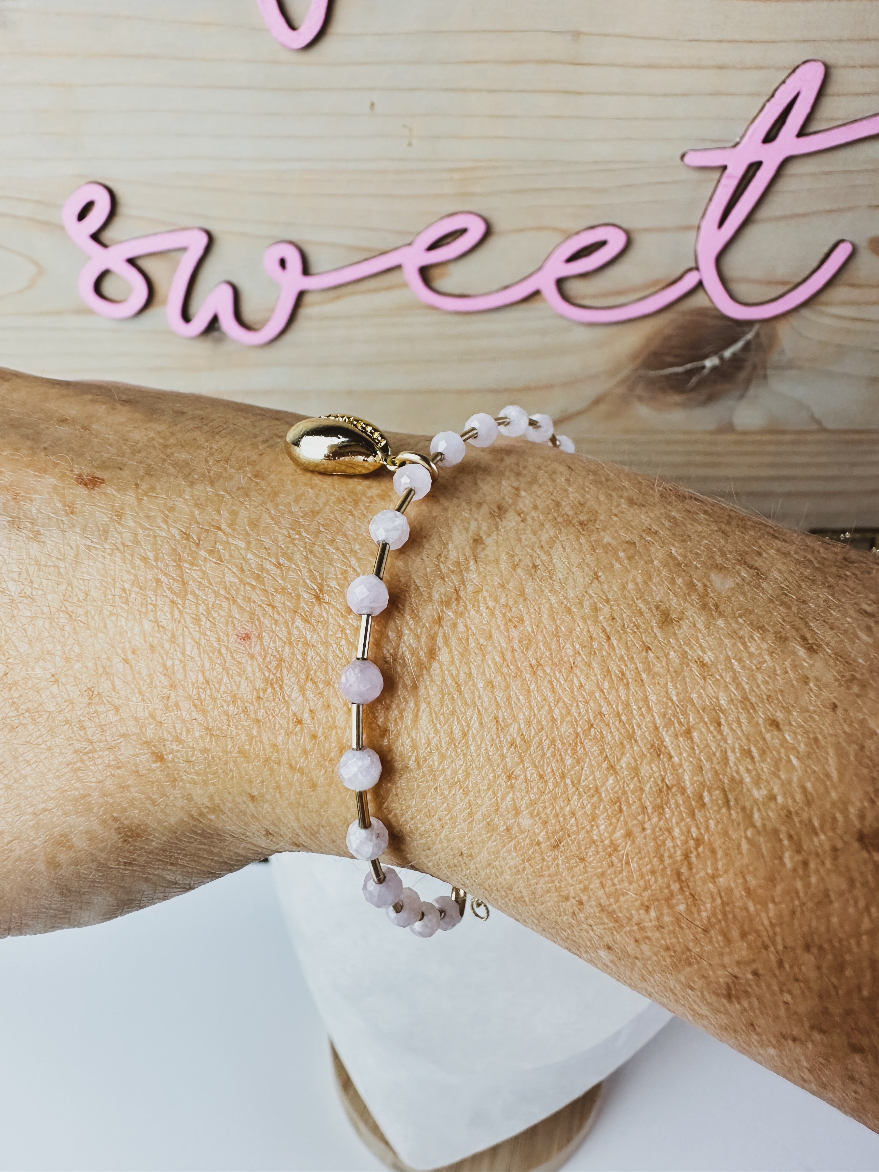 Island Dew Drops || Cowrie + Gemstone Bracelet