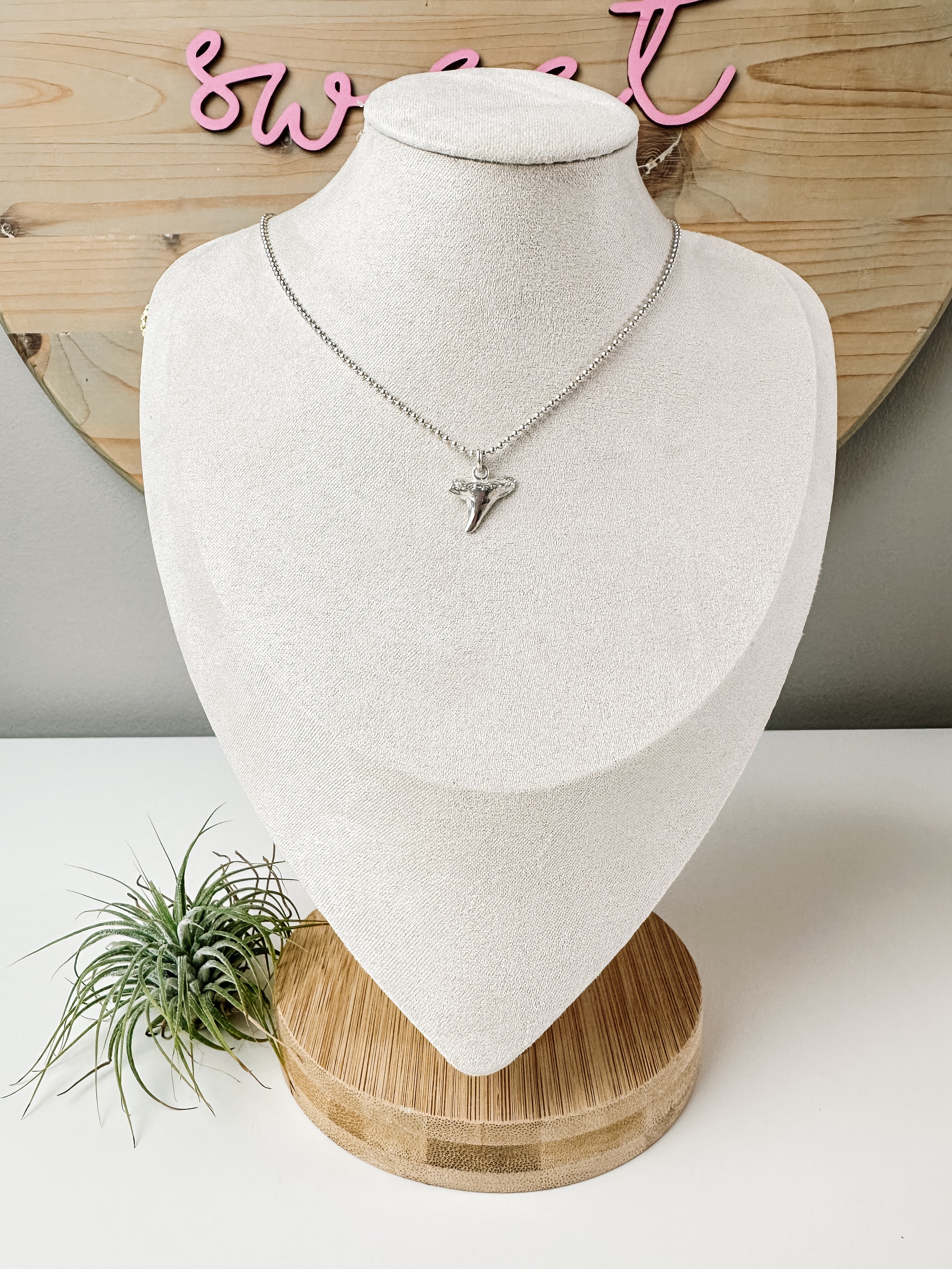 SALT \\ Gray Shark Tooth Necklace \\ Sterling Silver