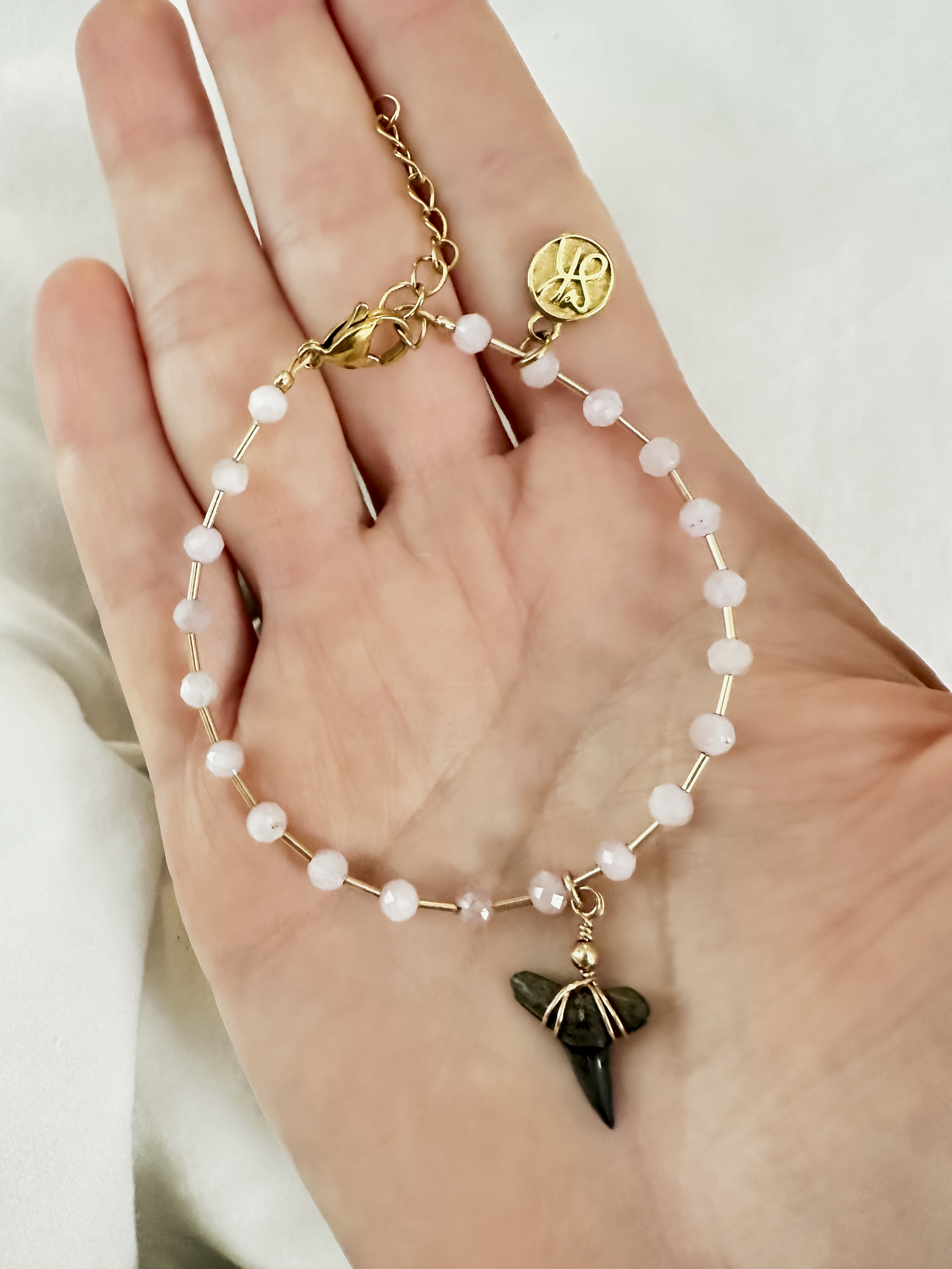 Island Dew Drops | Shark Tooth + Gemstone Bracelet