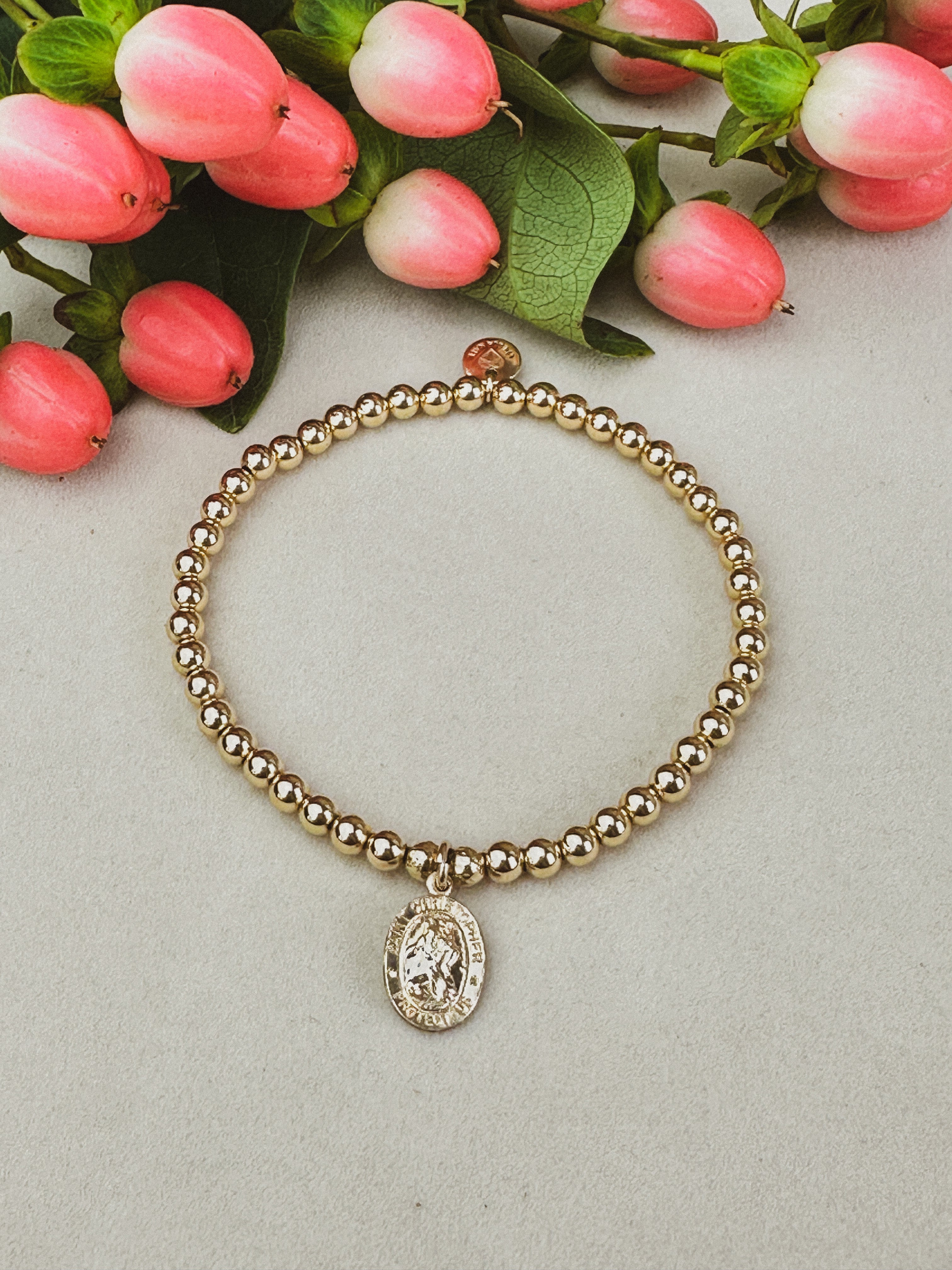 St. Christopher + 4mm GF Stretch Bracelet