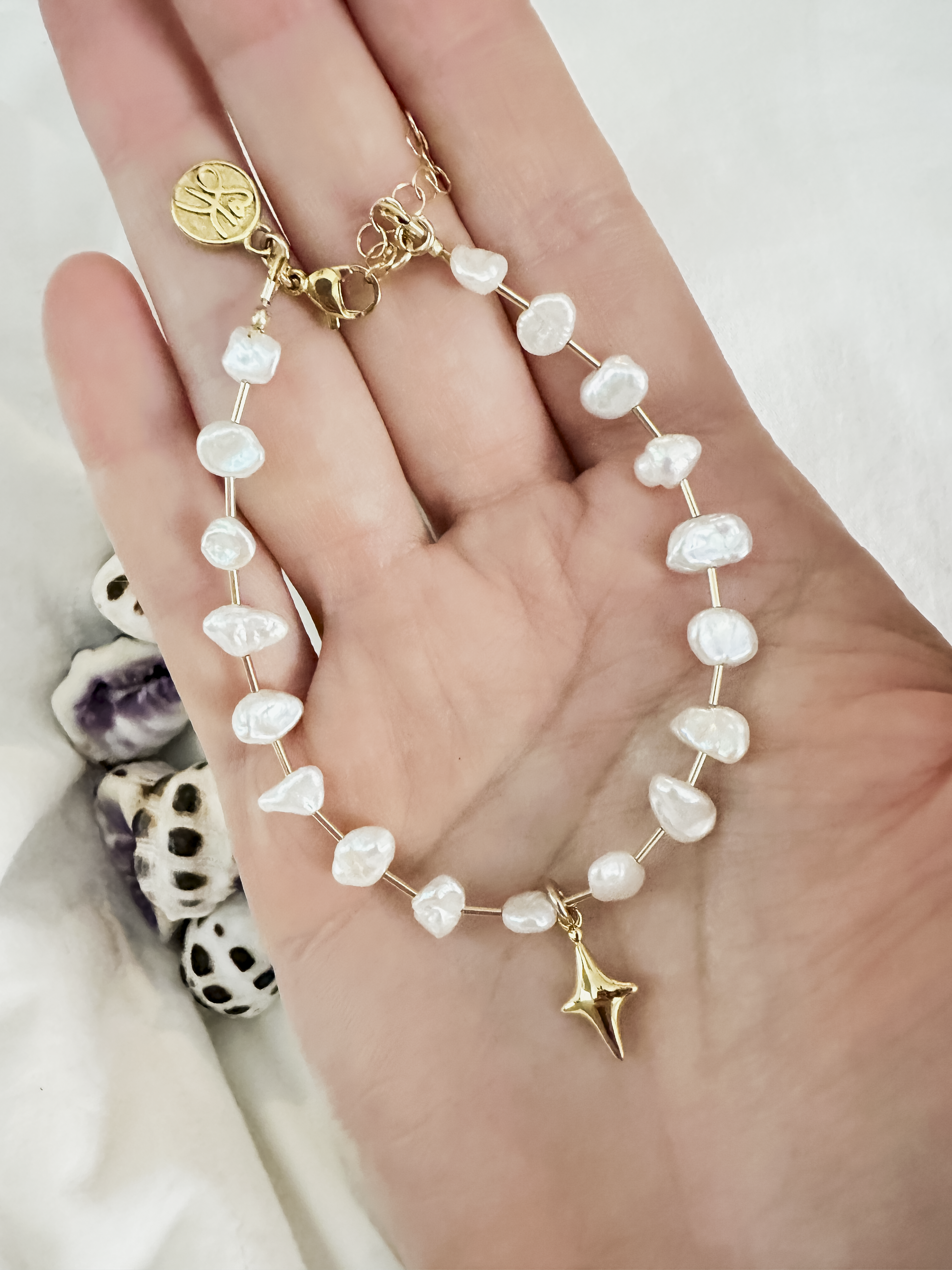 Island Dew Drops | North Star + Pearl Bracelet