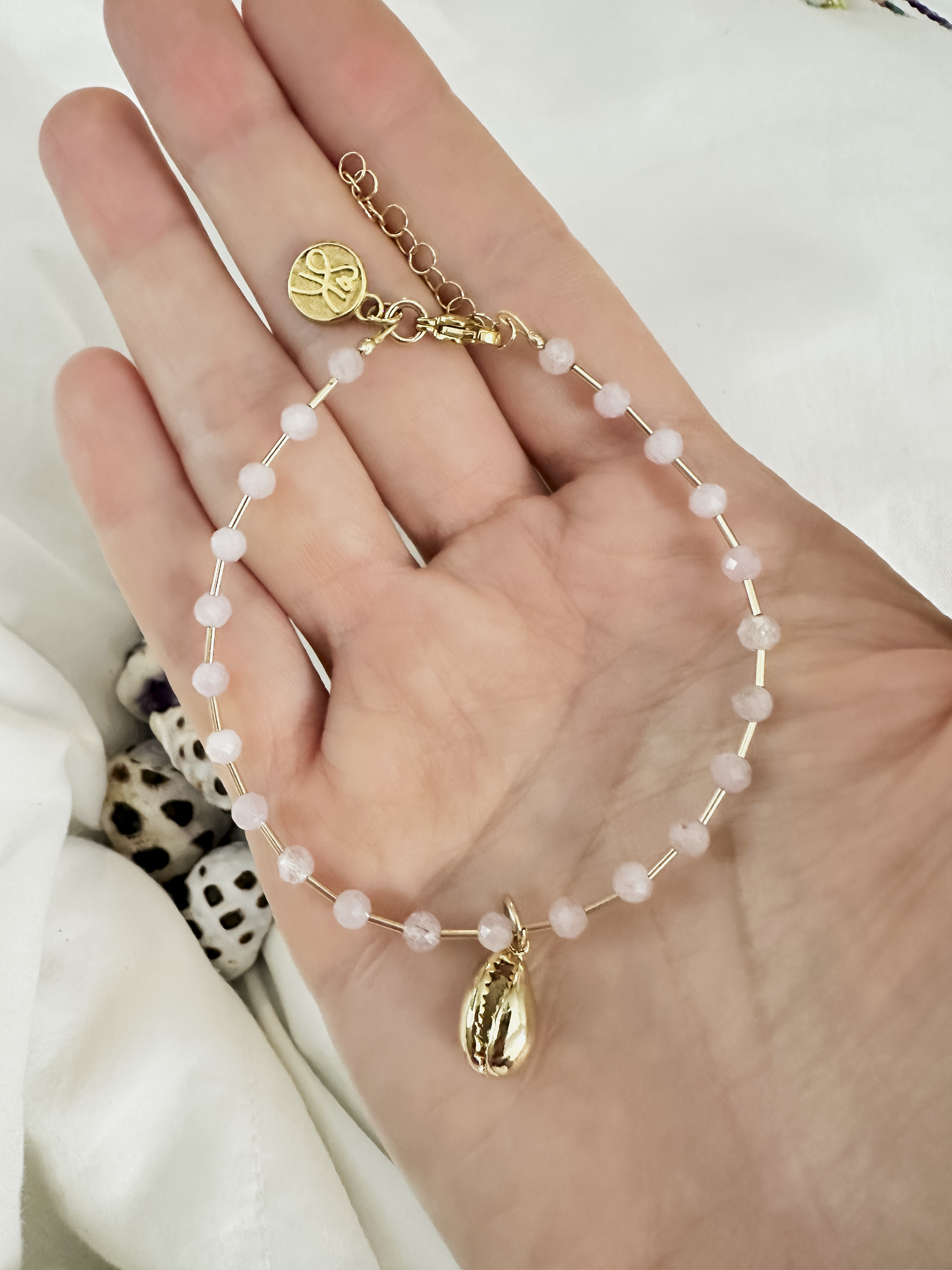 Island Dew Drops | Cowrie + Gemstone Bracelet