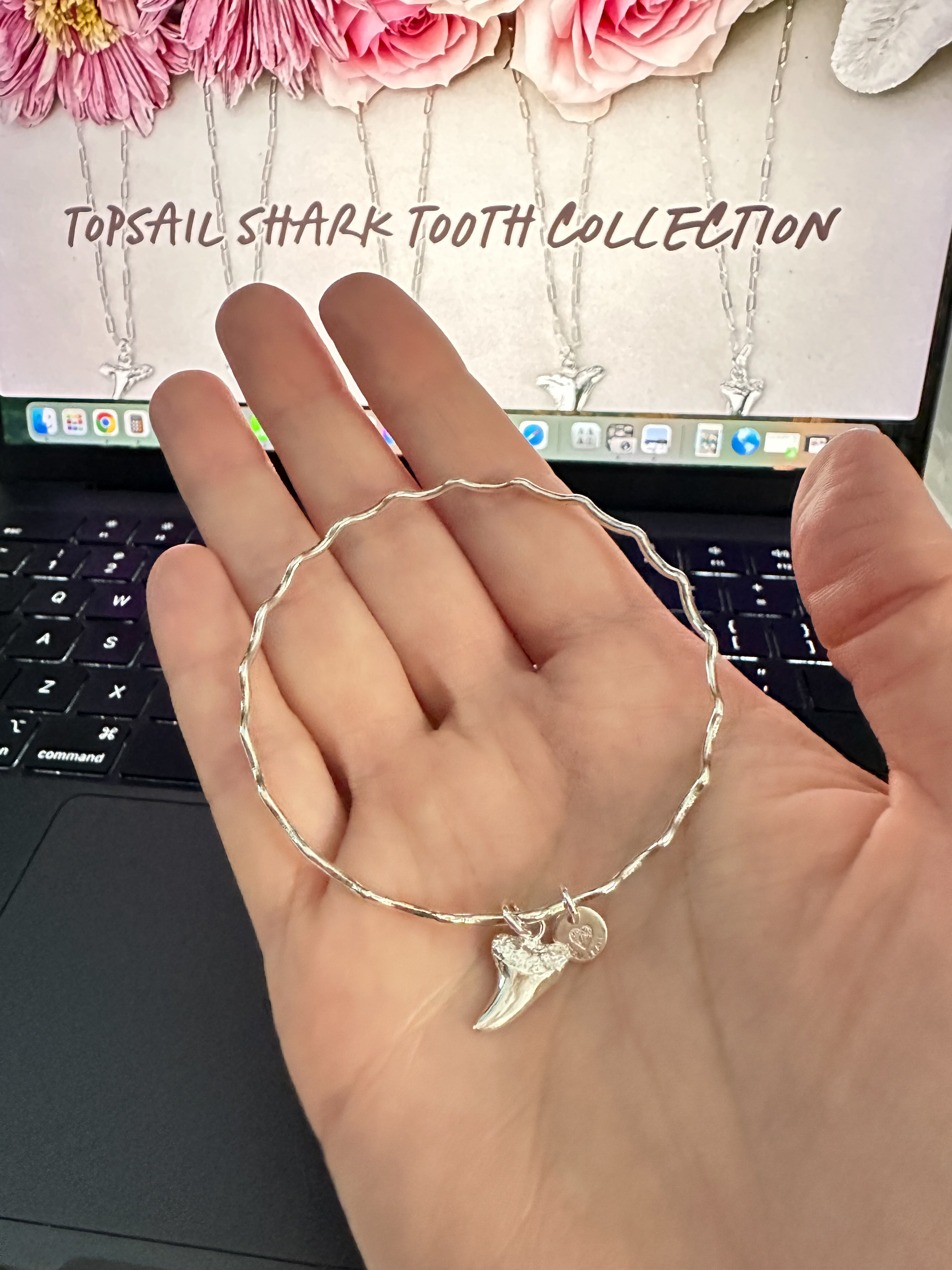 Topsail Shark Tooth Bangle \\ Sterling Silver